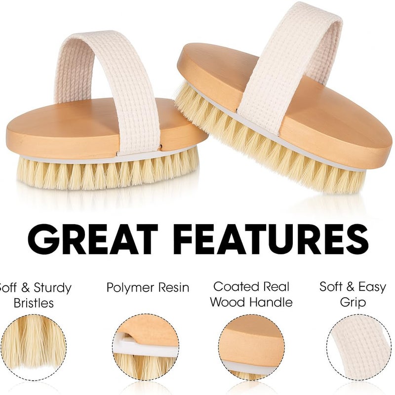 OPAZ 2-Pack Dry Body Brush â€“ Natural Boar Bristles, Ergonomic Cotton Strap â€“ Smoothes Skin, Reduces Cellulite, Boosts Circulation & Lymphatic Drainage â€“ Eco-Friendly Wooden Scrub - Image 2